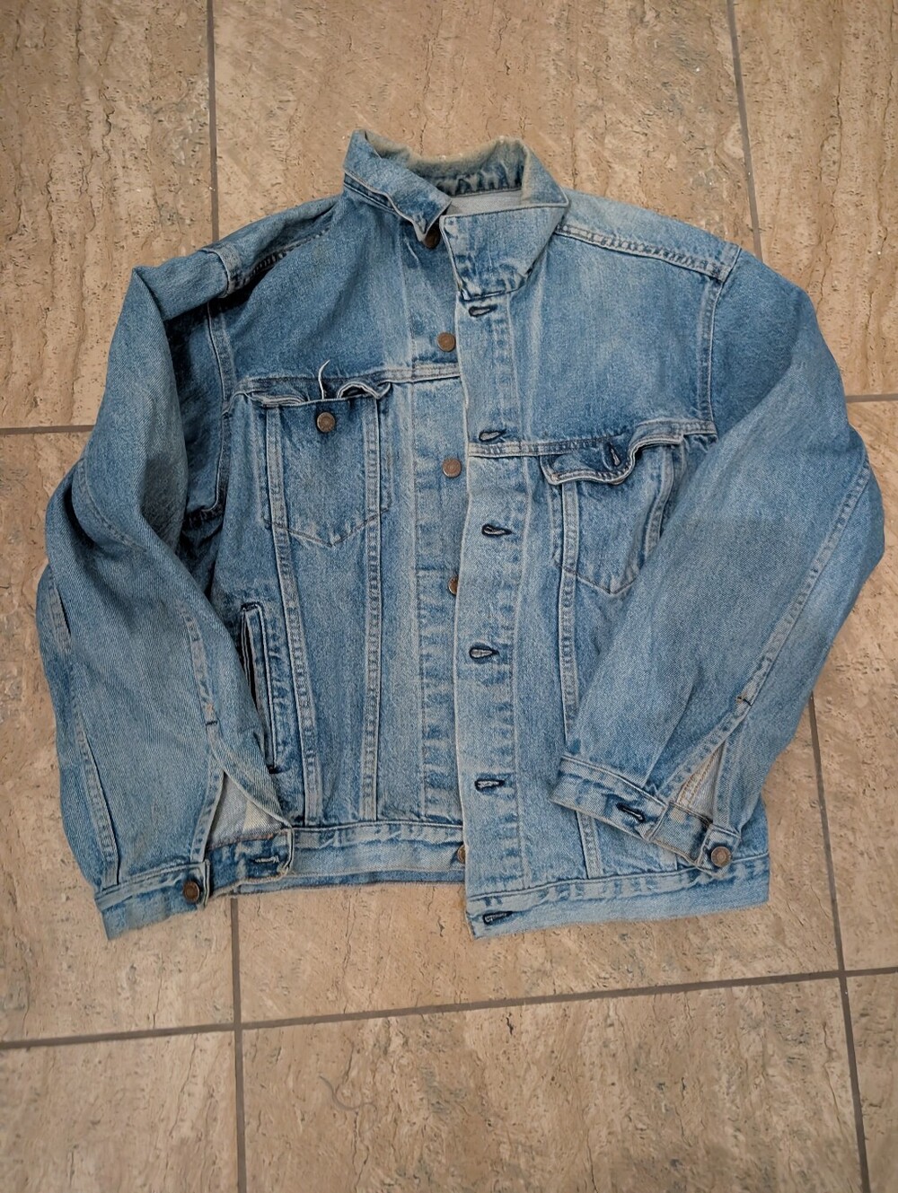 Vintage Bristol Blues Blue Denim Jacket Size Large Cotton USA Sanfordized 80s
